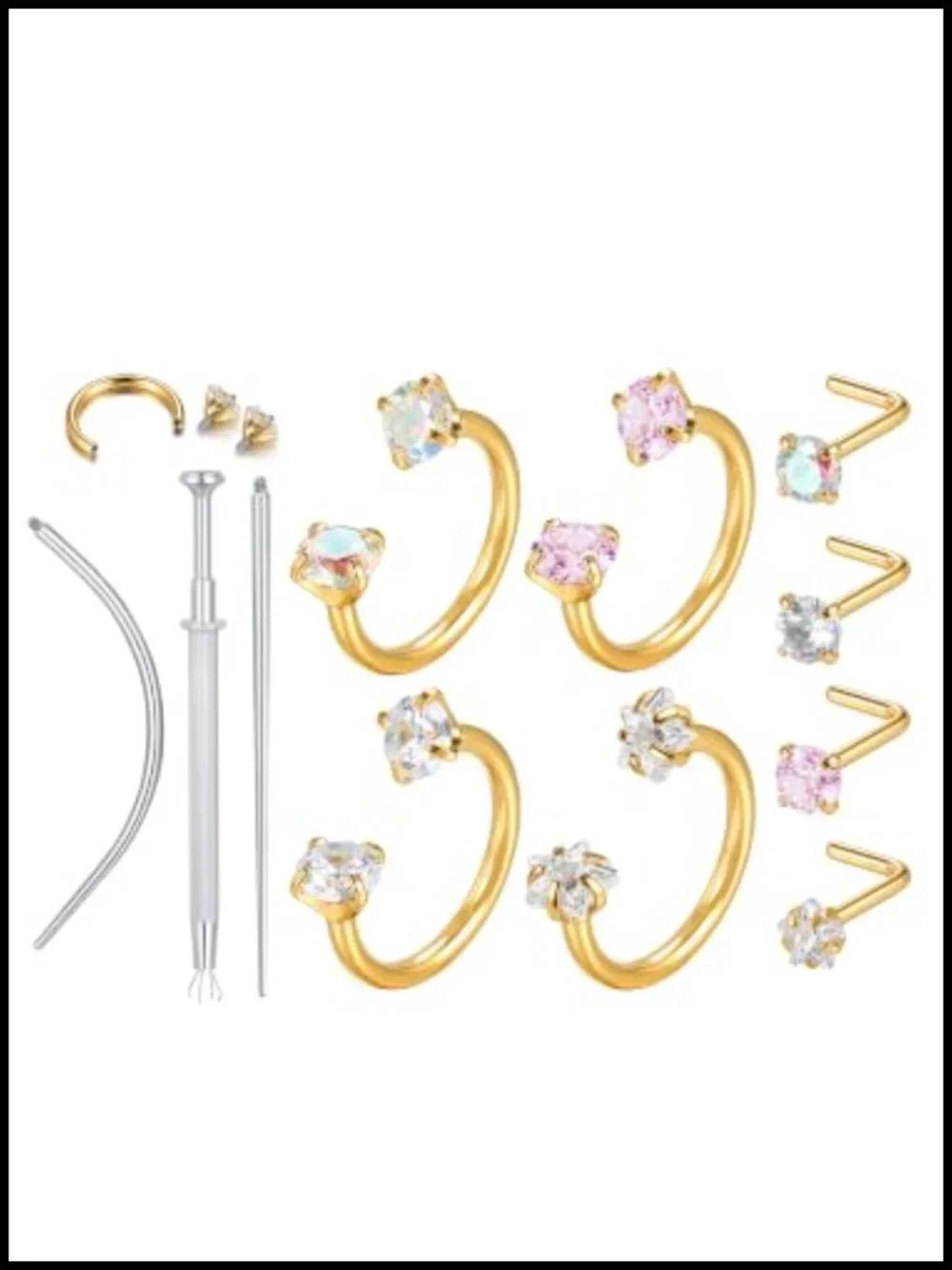 18G 8mm Horseshoe Nose Ring Surgical Steel Internally Threaded Tragus Helix